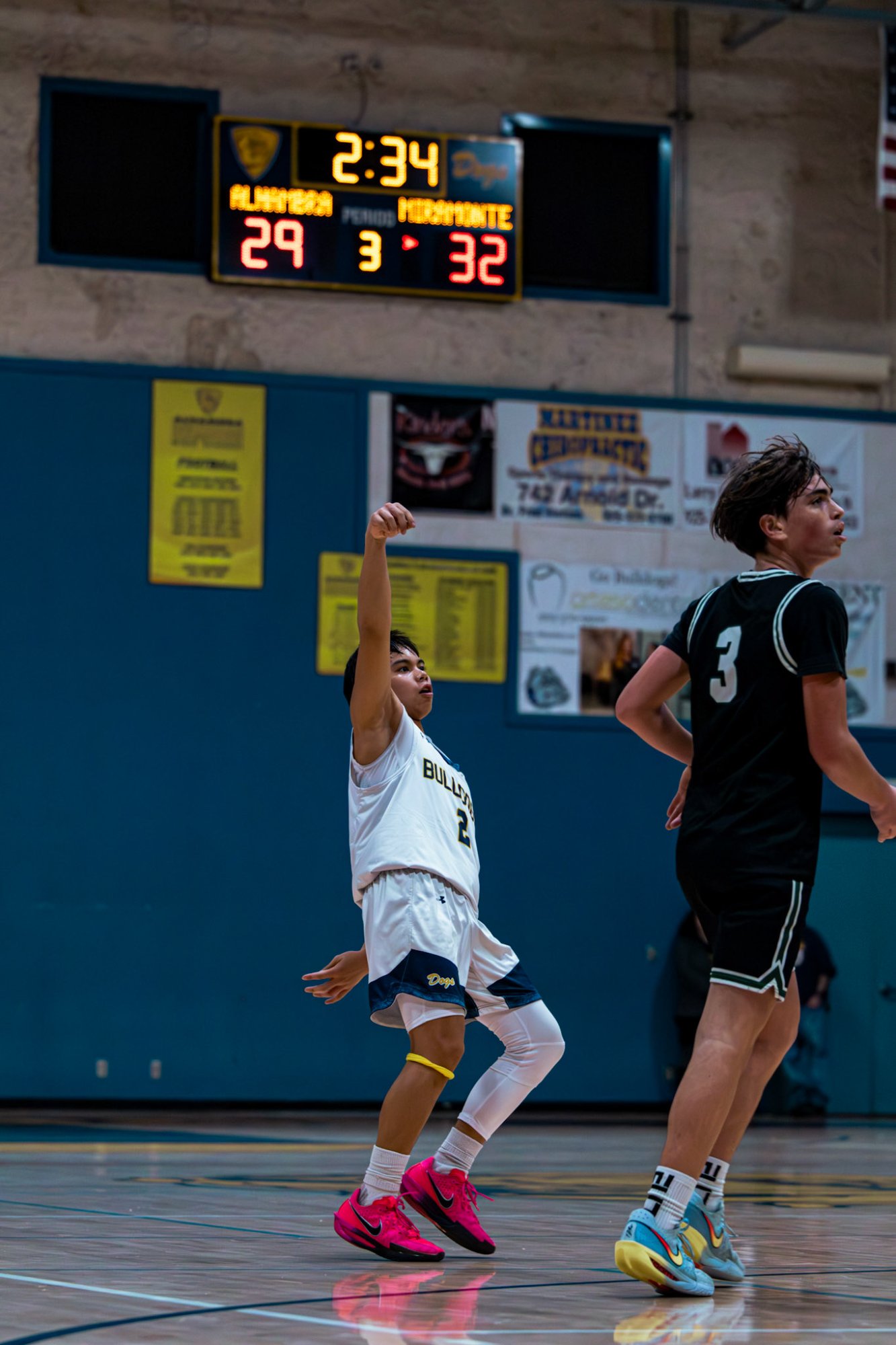 Player shooting with scoreboard